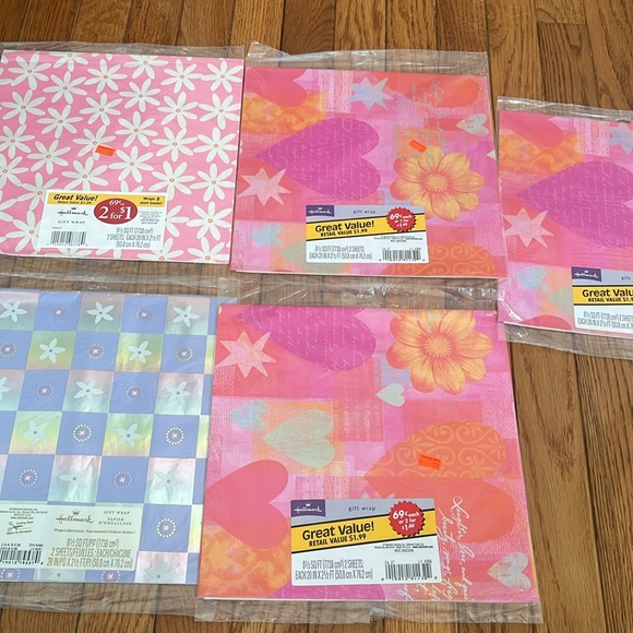 Hallmark Vintage Flower Pink Metallic Purple Gift Wrap Sets Party Girly Lot 5 - Picture 2 of 6